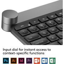Logitech Craft Advanced Wireless Keyboard with Creative Input Dial and Backlit Keys, Dark grey and aluminum