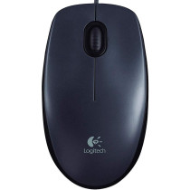 Logitech M90 Wired USB Mouse, 1000 DPI Optical Tracking, Ambidextrous PC/Mac/Laptop - Dark Grey