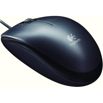 Logitech M90 Wired USB Mouse, 1000 DPI Optical Tracking, Ambidextrous PC/Mac/Laptop - Dark Grey