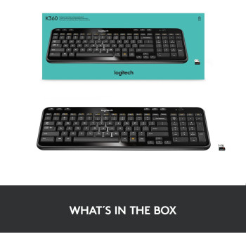 Logitech K360 Compact Wireless Keyboard for Windows, 2.4GHz Wireless with USB Unifying Receiver, 12 Programmable F-Keys, Space-Saving Design, 3-Year Battery Life, PC/Laptop - Black