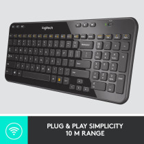 Logitech K360 Compact Wireless Keyboard for Windows, 2.4GHz Wireless with USB Unifying Receiver, 12 Programmable F-Keys, Space-Saving Design, 3-Year Battery Life, PC/Laptop - Black