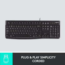 Logitech K120 Kabelgebundene Tastatur f¼r Windows, Englishes QWERTY-Layout - Schwarz