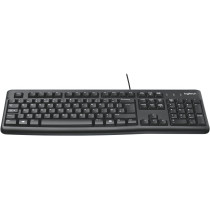 Logitech K120 Wired BUSiness Keyboard For Windows Or Linux, USb Plug-And-Play, Full-Size, Spill Resistant, Curved Space Bar, Pc / Laptop, English/Arabic Layout - Black