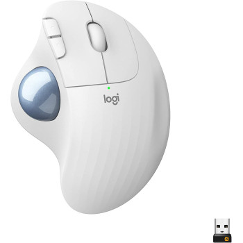 Logitech ERGO M575 Wireless Trackball Mouse, Easy thumb control, Precision and smooth tracking, Ergonomic comfort design, Windows/Mac, Bluetooth, USB - Off White