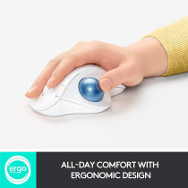 Logitech ERGO M575 Wireless Trackball Mouse, Easy thumb control, Precision and smooth tracking, Ergonomic comfort design, Windows/Mac, Bluetooth, USB - Off White