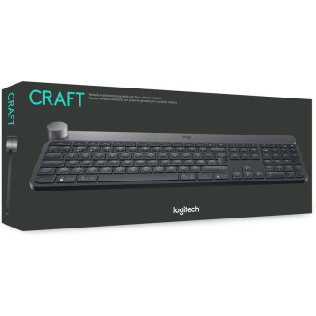 Logitech Craft Illuminated Wireless Keyboard, 2.4GHz Wireless and Bluetooth, Programmable Input Dial, Multi-Device, Automatic Backlit Keys, Rechargeable, PC/Mac/Laptop QWERTY UK Layout - Black