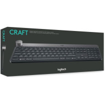 Logitech Craft Illuminated Wireless Keyboard, 2.4GHz Wireless and Bluetooth, Programmable Input Dial, Multi-Device, Automatic Backlit Keys, Rechargeable, PC/Mac/Laptop QWERTY UK Layout - Black