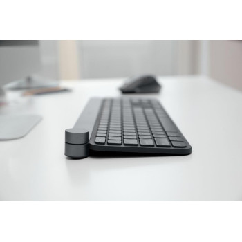 Logitech Craft Illuminated Wireless Keyboard, 2.4GHz Wireless and Bluetooth, Programmable Input Dial, Multi-Device, Automatic Backlit Keys, Rechargeable, PC/Mac/Laptop QWERTY UK Layout - Black