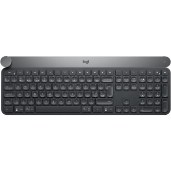 Logitech Craft Illuminated Wireless Keyboard, 2.4GHz Wireless and Bluetooth, Programmable Input Dial, Multi-Device, Automatic Backlit Keys, Rechargeable, PC/Mac/Laptop QWERTY UK Layout - Black