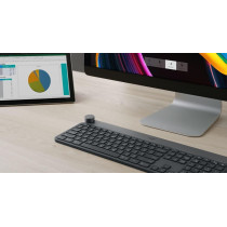 Logitech Craft Illuminated Wireless Keyboard, 2.4GHz Wireless and Bluetooth, Programmable Input Dial, Multi-Device, Automatic Backlit Keys, Rechargeable, PC/Mac/Laptop QWERTY UK Layout - Black