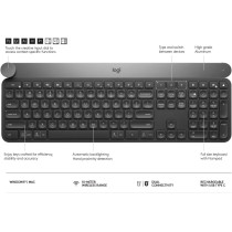 Logitech Craft Illuminated Wireless Keyboard, 2.4GHz Wireless and Bluetooth, Programmable Input Dial, Multi-Device, Automatic Backlit Keys, Rechargeable, PC/Mac/Laptop QWERTY UK Layout - Black