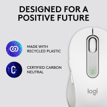 Logitech Signature M650 Wireless Mouse - for Small to Medium Sized Hands, SmartWheel Scrolling, Bluetooth, 24-Month Battery, Silent Clicks, Customizable Side Buttons, Contoured Shape - Off White