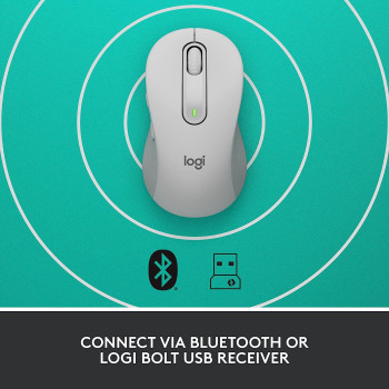 Logitech Signature M650 Wireless Mouse - for Small to Medium Sized Hands, SmartWheel Scrolling, Bluetooth, 24-Month Battery, Silent Clicks, Customizable Side Buttons, Contoured Shape - Off White