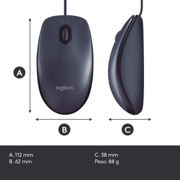 Logitech 910-001601 USB Mouse, Black