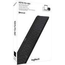 Logitech Keys-To-Go Wireless Bluetooth Keyboard For iPhone, iPad, Smartphone, Tablet, Windows, Apple TV, Ultra-Thin, Ultra-Light, Short-Cut Keys, QWERTY- Black