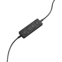 Logitech H570e Wired Headset, Stereo Headphones with Noise-Cancelling Microphone, USB, In-Line Controls with Mute Button, Indicator LED, PC/Mac/Laptop - Black
