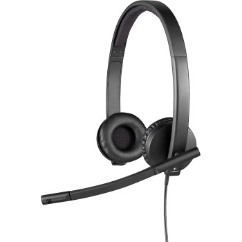Logitech H570e Wired Headset, Stereo Headphones with Noise-Cancelling Microphone, USB, In-Line Controls with Mute Button, Indicator LED, PC/Mac/Laptop - Black