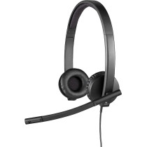 Logitech H570e Wired Headset, Stereo Headphones with Noise-Cancelling Microphone, USB, In-Line Controls with Mute Button, Indicator LED, PC/Mac/Laptop - Black