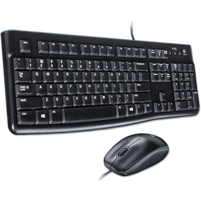 Logitech 920002565 MK120 Wired Keyboard/Mouse, USB Desktop Set, Black