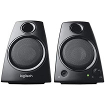 Logitech Z130 PC Speakers, Full Stereo Sound, Strong Bass, 10 Watts Peak Power, 3.5mm Audio Input, Headphone Jack, Volume Controls, UK Plug, Computer/TV/Smartphone/Tablet - Black