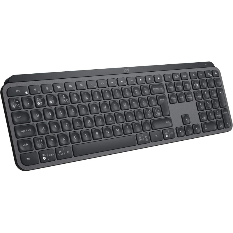 Logitech MX Keys Advanced Illuminated Wireless Keyboard, Bluetooth, Tactile Responsive Typing, Backlit Keys, USB-C, PC/Mac/Laptop Windows/Linux/IOS/Android, English Layout QWERTY - Graphite Black