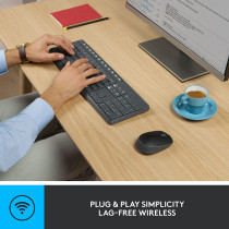 Logitech MK235 Wireless Keyboard and Mouse Combo for Windows, USB Receiver, 15 FN Keys, Long Battery Life, Compatible with PC, Laptop