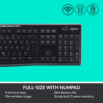 Logitech MK240 Nano 79-Key Wireless Keyboard w/Mouse