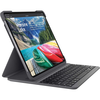 Logitech Slim Folio Pro iPad Case with Wireless Bluetooth Keyboard, iPad Pro 12.9-Inch (3rd Generation Models: A1876, A1895, A1983, A2014), Backlit Keys, 14 iOS Shortcut Keys, QWERTY UK Layout - Black
