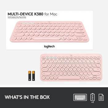 Logitech K380 Multi-Device Bluetooth Keyboard for Mac with Compact Slim Profile, Easy-Switch, 2 Year Battery, MacBook Pro| Air/iMac/iPad Compatible - Rose
