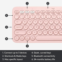 Logitech K380 Multi-Device Bluetooth Keyboard for Mac with Compact Slim Profile, Easy-Switch, 2 Year Battery, MacBook Pro| Air/iMac/iPad Compatible - Rose
