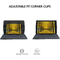 Logitech Universal Folio iPad or Tablet Case with Wireless Bluetooth Keyboard, For 9-10 Inch Apple, Android or Windows Tablets, Easy Set-Up, 2 Year Battery Life, QWERTY UK Layout - Black