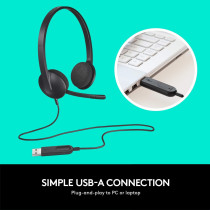 Logitech 981-000507 H340 USB Headset - 6ft Cable