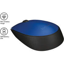 Logitech M171 Wireless Mouse, 2.4 GHz with USB Nano Receiver, Optical Tracking, 12-Months Battery Life, Ambidextrous, PC/Mac/Laptop - Blue (910-004656)