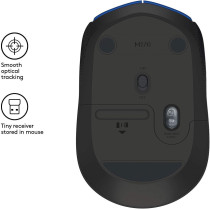 Logitech M171 Wireless Mouse, 2.4 GHz with USB Nano Receiver, Optical Tracking, 12-Months Battery Life, Ambidextrous, PC/Mac/Laptop - Blue (910-004656)