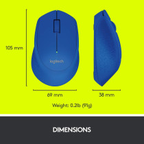 Logitech M280 Wireless Mouse, 2.4 GHz with USB Nano Receiver, 1000 DPI Optical Tracking, 3 Buttons, 18 Month Life Battery, PC/Mac/Laptop Blue, 910-004290, M280 Blue