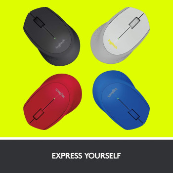 Logitech M280 Wireless Mouse, 2.4 GHz with USB Nano Receiver, 1000 DPI Optical Tracking, 3 Buttons, 18 Month Life Battery, PC/Mac/Laptop Blue, 910-004290, M280 Blue