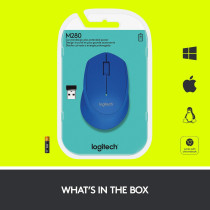 Logitech M280 Wireless Mouse, 2.4 GHz with USB Nano Receiver, 1000 DPI Optical Tracking, 3 Buttons, 18 Month Life Battery, PC/Mac/Laptop Blue, 910-004290, M280 Blue