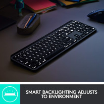 Logitech MX Keys Advanced Wireless Illuminated Keyboard for Mac, Backlit LED Keys, Bluetooth,USB-C, MacBook Pro/Air,iMac, iPad Compatible, Metal Build - With Free Adobe Creative Cloud Subscription