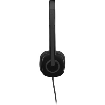 Logitech 3.5 mm Analog Stereo Headset H151 with Boom Microphone (981-000587) Plus Bonus USB Extenders