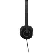 Logitech 3.5 mm Analog Stereo Headset H151 with Boom Microphone (981-000587) Plus Bonus USB Extenders