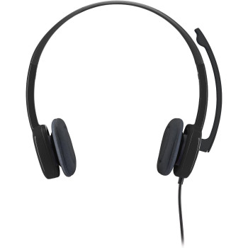 Logitech 3.5 mm Analog Stereo Headset H151 with Boom Microphone (981-000587) Plus Bonus USB Extenders