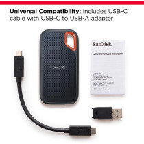 SanDisk 1TB Extreme Portable SSD Up to 1050MB/s USB C, USB 3.2 Gen 2 External Solid State Drive SDSSDE61 1T00 G25, Blue, SanDisk Extreme Portable SSD, SDSSDE61 1T00 G25