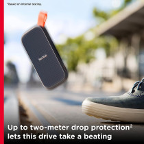 SanDisk 1TB Portable SSD, 520MB/s R, USB 3.2 Gen 2, Rugged SSD with Upto 2 Meter Drop Protection, Type-C to Type-A Cable, PC Mac Compatible, 3 Y Warranty, External - SDSSDE30-1T00-G25