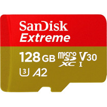 SanDisk 128GB Extreme microSD UHS I Card for 4K Video on Smartphones, Action Cams Drones 190MB/s Read, 90MB/s Write SDSQXAA 128G GN6MN, Red/Gold