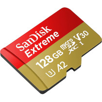 SanDisk 128GB Extreme microSD UHS I Card for 4K Video on Smartphones, Action Cams Drones 190MB/s Read, 90MB/s Write SDSQXAA 128G GN6MN, Red/Gold