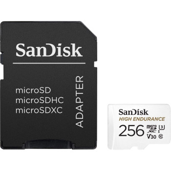 Sandisk 256gb high endurance video microsdxc card with adapter for dash cam and home monitoring systems - c10, u3, v30, 4k uhd, micro sd sdsqqnr-256g-gn6ia