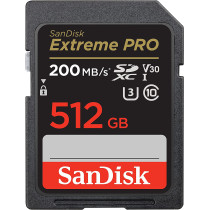 SanDisk 512GB Extreme PRO SDXC card + RescuePRO Deluxe, up to 200MB/s, UHS I, Class 10, U3, V30 SDSDXXD 512G GN4IN, Black