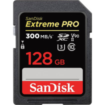 SanDisk 128GB Extreme PRO SDXC Memory Card up to 300MB/s, UHS II, Class 10, U3, V90, Black, SDSDXDK 128G GN4IN, SanDisk Extreme PRO SD UHS lI Card