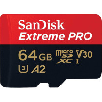 SanDisk 64GB Extreme Pro microSD UHS I Card for 4K Video on Smartphones, Action Cams Drones 200MB/s Read, 90MB/s Write, SDSQXCU 064G GN6MA, Red/Black