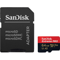 SanDisk 64GB Extreme Pro microSD UHS I Card for 4K Video on Smartphones, Action Cams Drones 200MB/s Read, 90MB/s Write, SDSQXCU 064G GN6MA, Red/Black